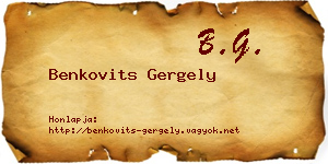 Benkovits Gergely névjegykártya